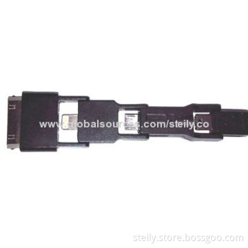 Portable 4-in-1 Retractable USB2.0 Data Cable with Micro Mini-5pin, iPhone 30pin, iPhone 5 8pin Tips